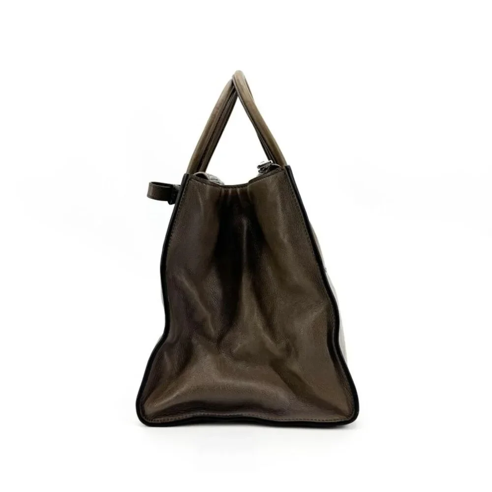 Prada Glass Calf Twin Pocket Tote Bag Brown